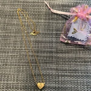 Heart Initial Necklaces 18k White Gold Plated Letter Necklace With Initials D